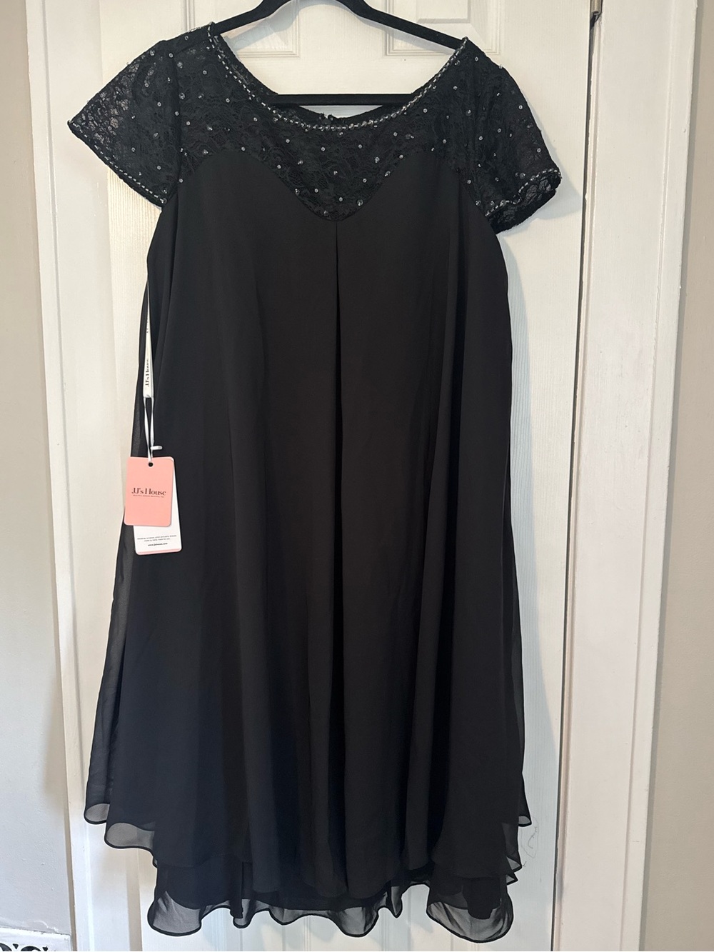 JJs House Black Beaded Lace Yoke Midi Dress
